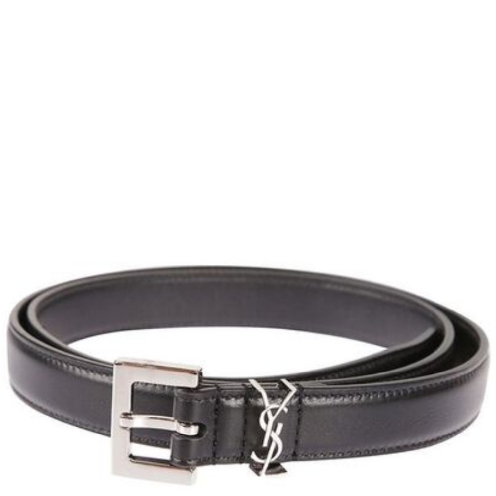 AUTHENTIC YSL SAINT LAURENT BELT  CASSANDRE MONIGRAM GREY STORM SILVER HARDWADE - Picture 4 of 16